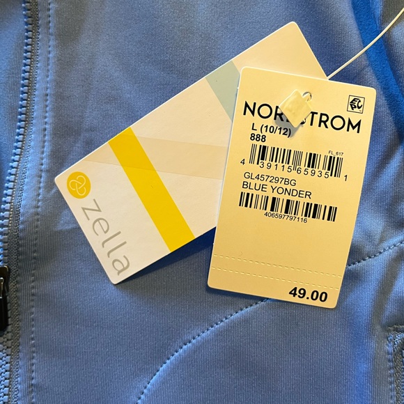NWT Zella Mock-Neck Full-Zip Jacket, Blue Yonder | L (10/12) - Picture 13 of 14